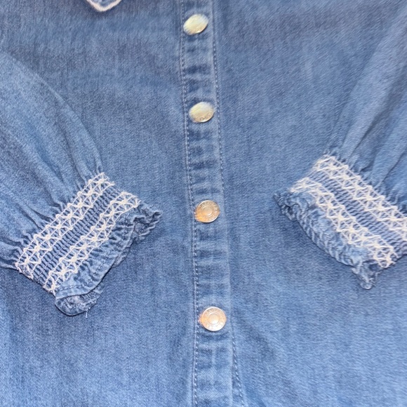 Zara Blue Denim Shirt with Ruffle Details - Picture 9 of 10